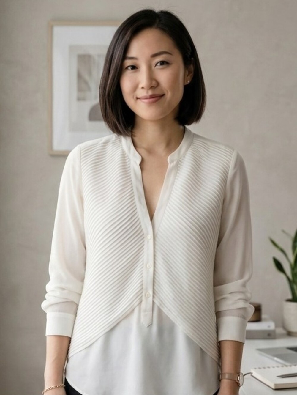Sandro Paris White Pleated Blouse off-white small